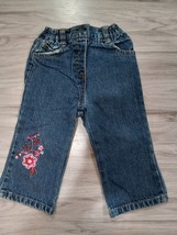 Nannette Baby Girls Pink Embroided Flower Jeans Size 24 Months - $14.99