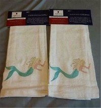 Mermaid Flour Sack Tea Kitchen Towel Pair 2 Cotton Super Absorbent - $19.75