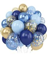 Navy Blue Gold Balloon, 60 Packs 12 Inch Metallic Blue and Macaron Blue - $23.38