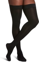 SIGVARIS Cotton Men&#39;s Thigh Highs Grip Top 20-30mmHg Black SS - Small Short - $97.00