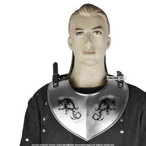 Black Dragon Medieval 18 Gauge Steel Plate Armor Gorget Neck Protector S... - $51.46
