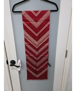 Vintage Adrienne Vittadini 100% Silk Scarf Red Chevron 11&quot;x60&quot; Made in K... - $14.01
