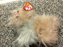 Ty Beanie Babies Tibby The Very Very Hairy Gold And White Shih Tzu Doggy  - $18.99