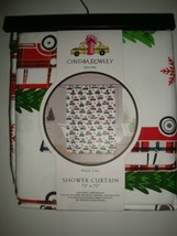 New Cynthia Rowley 100% Cotton Shower Curtain 72x72&quot; Christmas Trees Plaid Cars - £35.52 GBP