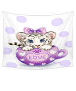 Cute Design Purple Love Cup White Tiger Tapestry - €26,21 EUR+