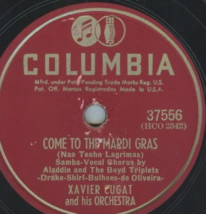 1951 Xavier Cugat &amp; Orchestra – MARDI GRAS 78 rpm Record 10&quot; Columbia 37556 G+ - £5.59 GBP