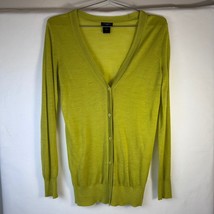 Ann Taylor V-Neck Cardigan Sweater Knit Lightweight Chartreuse Green S - $29.69