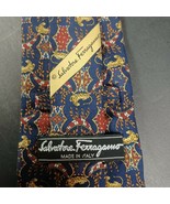 Salvatore Ferragamo Red Cheetah Swords Mens 100% Silk Tie Made In Italy EUC - $74.14 CAD