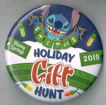Disney Springs Stitches Holiday Gift Hunt 2019 Pin Back Button Pinback - $29.65