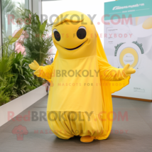 Lemon Yellow Humpback Whale mascot costume character dressed with a Jumpsuit and - £925.39 GBP