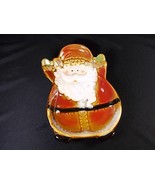 Glazed pottery Santa nut candy dish Gibson Brown earth tones - $8.95