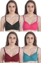 Bra Pack Of 4 Bra Sets Women&#39;s Bra Padded Non Wired Full Cup Bra Girls Bras - £23.24 GBP