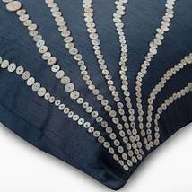 Mother Of Pearls 16&quot;x16&quot; Art Silk Slate Blue Pillows Cover, Blue Moon - £21.19 GBP+