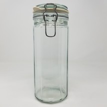 Canister Clear Glass Panel Sided Jar Wire Bail Seal Lid 10&quot; tall 4&quot; wide - £12.48 GBP