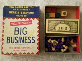 BIG BUSINESS 1937 game pieces, money, 6 dice in original box (no board/instruct) - $13.54