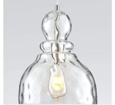 NEW Hammered Glass Pendant Light for Kitchen Island Brushed Nickel  - £24.89 GBP