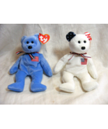 Vintage 2001-02 Beanie Babies TY Inc. White &amp; Blue American Flag Colors 4-f - $29.69