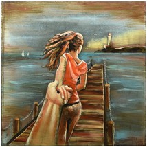 Empire Art Direct PMO-F1125SL-4040 40 x 40 in. Romantic Girl Hand Painted Primo  - £317.91 GBP