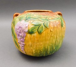 Roseville Pottery USA Vintage Wisteria Double Handled Squat Vase 5&quot; - £316.02 GBP