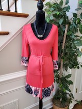 Pink Owl Women Pink Rayon Scoop Neck Long Sleeve Knee Length Dress Size Medium - £24.03 GBP
