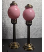 Pair of Antique Shaded Pink Globe Candle Holders Film Theater Prop - $121.54