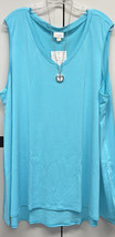 NWT New Release LuLaRoe 3XL Solid Turquoise Blue Textured KRISTINA Tank Top - £27.32 GBP