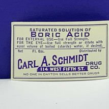 Drug store pharmacy ephemera label advertising Carl Schmidt Dayton US Boric - $11.83