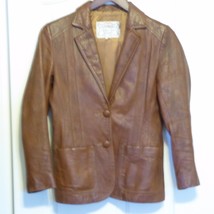 Hoffman Brown Vintage Leather Lined Jacket Ladies Made in San Diego USA - $79.15