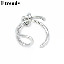 Handmade Knot Design Adjustable Rings For Women Bijoux Metalic Gold-color Open R - £8.23 GBP