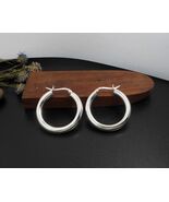 Round Hoop Earrings 30mm 925 Sterling Silver, Handmade Women Earrings - $147.00
