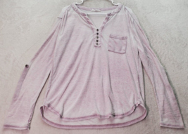 Jane Delancey Shirt Women Medium Purple Tie Dye Cotton Long Sleeve V Neck Button - £9.93 GBP