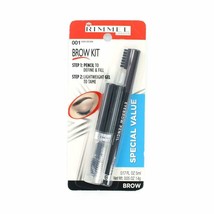 Rimmel Brow Kit Special Value, Clear Styling Gel &amp; Eyebrow Pencil,001 Da... - $13.71