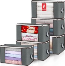 90L Large Storage Bags, 6 Pack Clothes Storage Bins Foldable Closet Organizers - £24.05 GBP