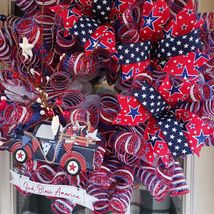Patriotic Wreath God Bless America Front Door Decor Summer Porch Accent ... - $59.99