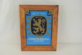 Lowenbrau Munchen Special Light Beer Glass Sign in Wood Frame 11.5 x 14.5&quot; - £26.69 GBP