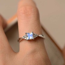 Solid 925 Sterling silver 4.50 CT Moonstone engagement baguette Ring Size 9.5 - £67.82 GBP