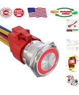 Waterproof 22mm Latching Push Button Switch 12V LED - Self Locking Design - $39.86 CAD