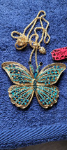 New Betsey Johnson Necklace Butterfly Blueish Rhinestone Summer Collectible Nice - £11.98 GBP