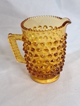 Vintage Fenton Glass Hobnail Amber Creamer Pitcher/ Toothpick Holder 3&quot; - $18.69