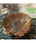 Vtg. Imperial Lustre Rose 8&quot; Carnival Glass Footed Bowl Iridescent Amber... - $1,403.03 MXN