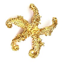 Vintage Starfish Brooch Pin Sea Life Ocean Beach Textured Nautical Gold ... - $9.89