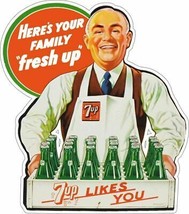 7 Up Delivery Man Plasma Cut Metal Sign, Vintage Inspired Advertisement - $49.95