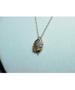 10K Oval Citrine Diamond Pendant Necklace Yellow Gold 18&quot; Vintage Great ... - £280.44 GBP