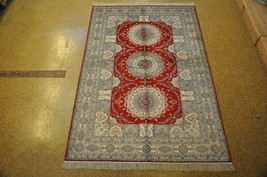 Rugs Deals Direct Tomato Red Hand-Knotted 5&#39; x 8&#39; Silk Bakhtiari New Rug - £673.64 GBP