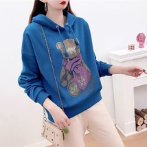 Ersized hoodie autumn winter plus size 4xl beaded bear female korean loose pink hoodies thumb200