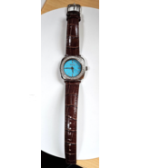 Vintage Ecclissi Woman’s Watch Turquoise &amp; Sterling Silver Leather Band ... - €222,88 EUR
