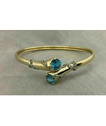4Ct Round Lab Created Blue Topaz Diamond Bangle Bracelet 14K Yellow Gold... - £164.14 GBP