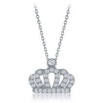 Sterling Silver Small CZ Crown Pendant - £49.51 GBP