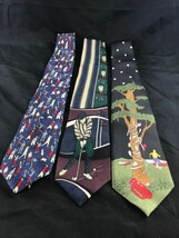 Lot Of 3 Golf Ties Handmade Silk Mens Business KG Crooks n Creed Romano - $374.78 MXN