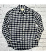 Eddie Bauer Mens Cotton Plaid Flannel Long Sleeve Shirt Size S White Blue  - £23.49 GBP